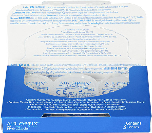 Линзы Air Optix Plus HydraGlyde 3 шт. (поврежденная упаковка)