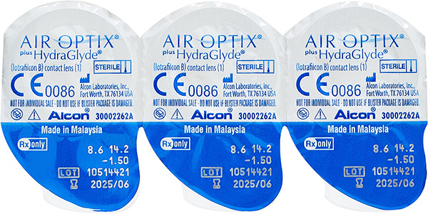 Линзы Air Optix Plus HydraGlyde 3 шт. (поврежденная упаковка)