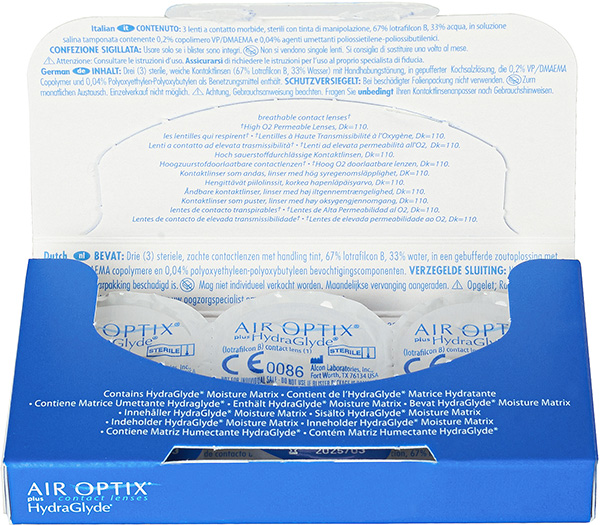 Линзы Air Optix Plus HydraGlyde 6 шт. (поврежденная упаковка)