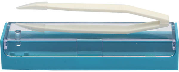 Пинцет средний белый в синем футляре 8 см PC-870