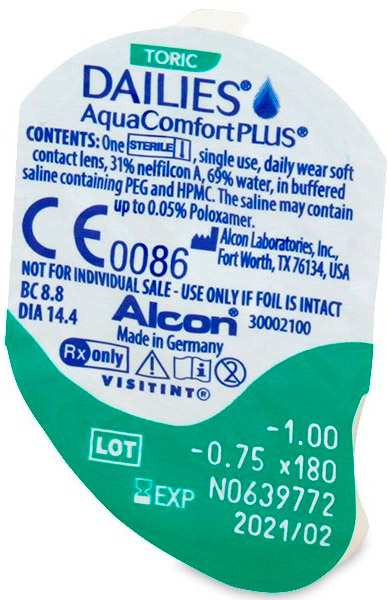 Линзы Dailies AQUAComfort Plus Toric, 30 шт